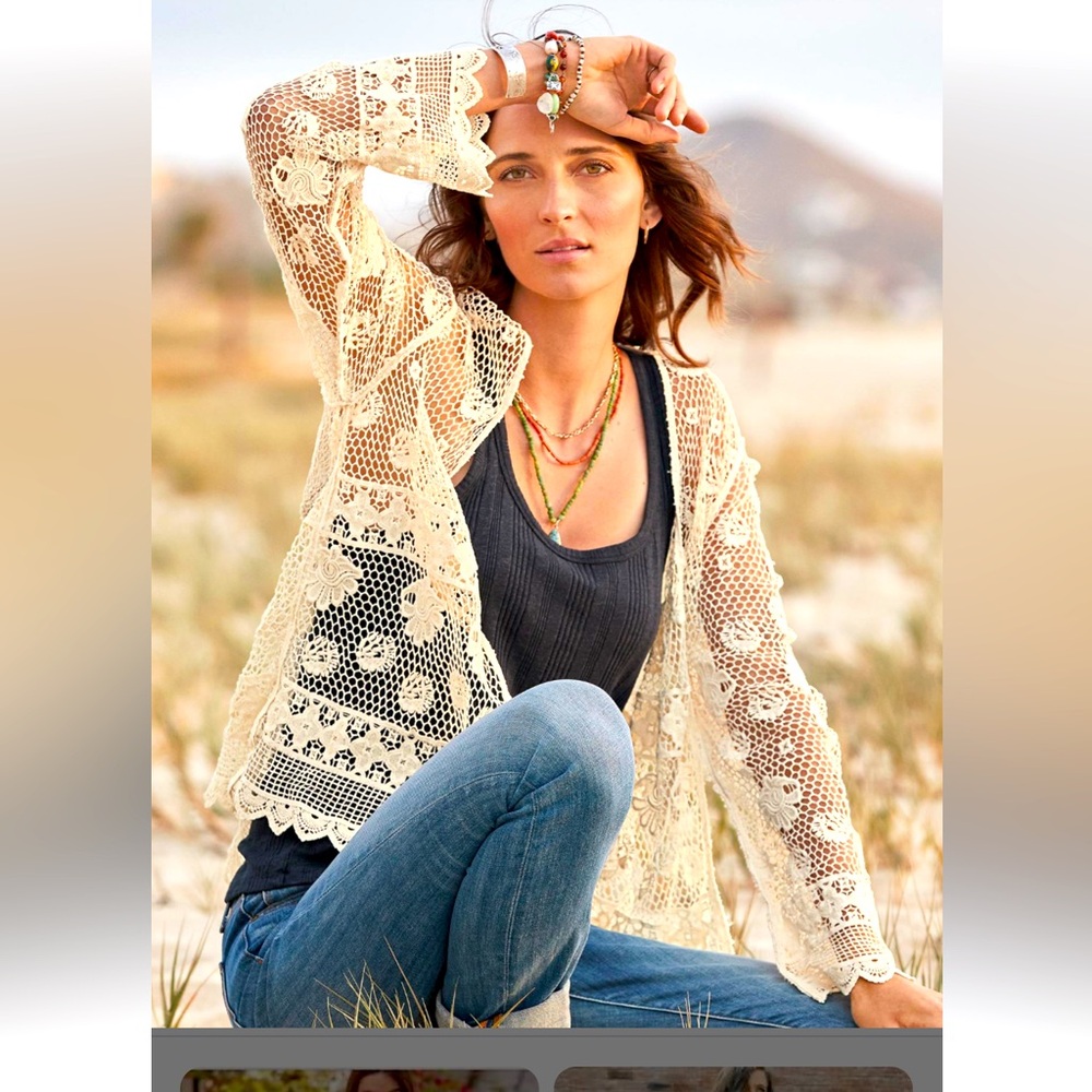 SUNDANCE IVORY HARMONY KIMONO 100% COTTON BOHO CHIC EXCELLENT CONDITION! Size M